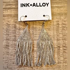 INK+ALLOY Silver Seed Bead Earrings + Beaded Fringe